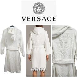Versace La Medusa Hooded Bathrobe White Size M Authentic