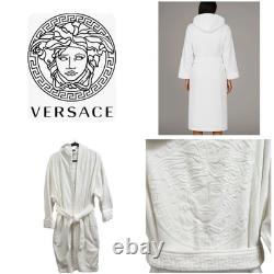 Versace La Medusa Hooded Bathrobe White Size M Authentic