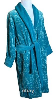 Versace Medusa Cotton/Cashmere Barocco Bath Robe Azure M ZACJ00008 IT NWT $2599