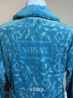 Versace Medusa Cotton/Cashmere Barocco Bath Robe Azure M ZACJ00008 IT NWT $2599
