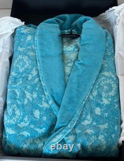 Versace Medusa Cotton/Cashmere Barocco Bath Robe Azure M ZACJ00008 IT NWT $2599