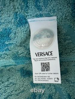 Versace Medusa Cotton/Cashmere Barocco Bath Robe Azure M ZACJ00008 IT NWT $2599
