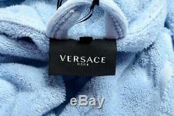 Versace Men's Light Blue Medusa Belted Hooded Bathrobe US 3XL IT 58