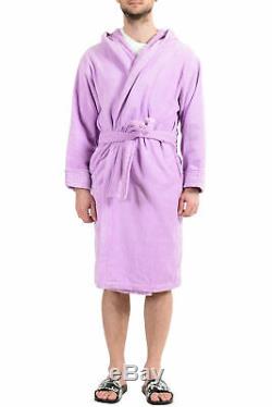 Versace Men's Light Purple Medusa Belted Hooded Bathrobe US XL IT 54