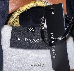 Versace Mens White Gold Black Baroque Print Bathrobe Size XXL