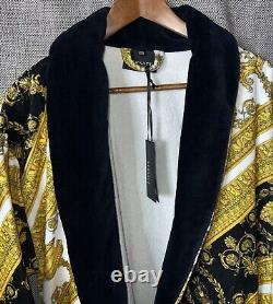 Versace Mens White Gold Black Baroque Print Bathrobe Size XXL