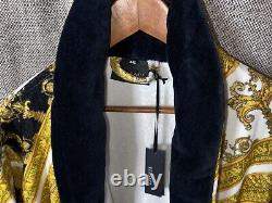 Versace Mens White Gold Black Baroque Print Bathrobe Size XXL