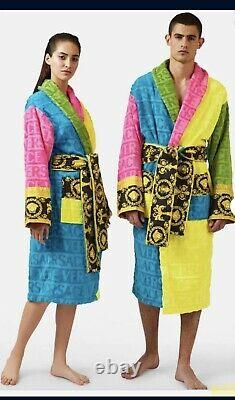 Versace Multicolored Baroque Bath Robe with complimentary bathroom towel set