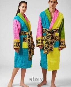 Versace Multicolored Baroque Bath Robe with complimentary bathroom towel set