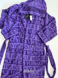 Versace Unisex Black & Gold 100% Cotton Belted Bathrobe size S