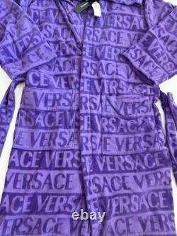 Versace Unisex Black & Gold 100% Cotton Belted Bathrobe size S
