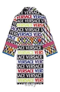 Versace Virtus Logo Cotton Bathrobe Medium