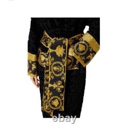 Versace XL Bath Robe Black Mens Embossed Logo