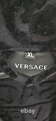Versace XL Bath Robe Black Mens Embossed Logo