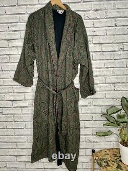 Vintage 1970's Men's Dressing Gown Bathrobe Green Paisley MADE IN WEST GERMANY