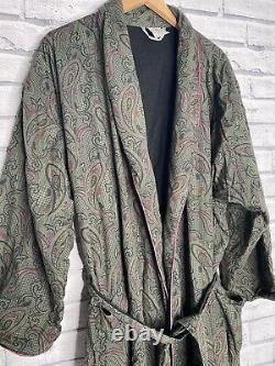 Vintage 1970's Men's Dressing Gown Bathrobe Green Paisley MADE IN WEST GERMANY