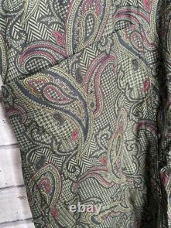 Vintage 1970's Men's Dressing Gown Bathrobe Green Paisley MADE IN WEST GERMANY