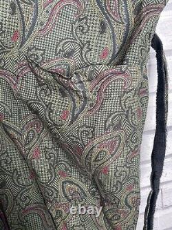 Vintage 1970's Men's Dressing Gown Bathrobe Green Paisley MADE IN WEST GERMANY