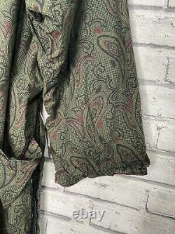 Vintage 1970's Men's Dressing Gown Bathrobe Green Paisley MADE IN WEST GERMANY