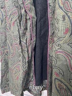 Vintage 1970's Men's Dressing Gown Bathrobe Green Paisley MADE IN WEST GERMANY