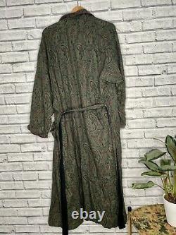 Vintage 1970's Men's Dressing Gown Bathrobe Green Paisley MADE IN WEST GERMANY