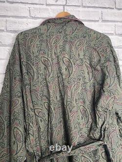 Vintage 1970's Men's Dressing Gown Bathrobe Green Paisley MADE IN WEST GERMANY