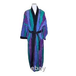 Vintage 80s Christian Dior Le Connaisseur Long Robe Mens Purple Blue Striped One