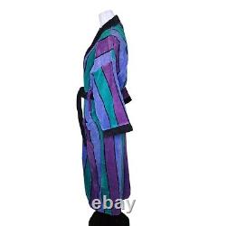 Vintage 80s Christian Dior Le Connaisseur Long Robe Mens Purple Blue Striped One