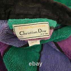 Vintage 80s Christian Dior Le Connaisseur Long Robe Mens Purple Blue Striped One