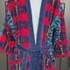 Vintage Bill Blass Robe Mens One Size Abstract Aztec Plush Bath Lounge Belted