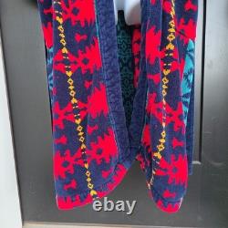 Vintage Bill Blass Robe Mens One Size Abstract Aztec Plush Bath Lounge Belted