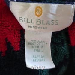 Vintage Bill Blass Robe Mens One Size Abstract Aztec Plush Bath Lounge Belted