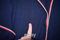 Vintage Brooks Brothers Robe Mens M Wool Navy Red Trim Bath Belted Shawl 60s