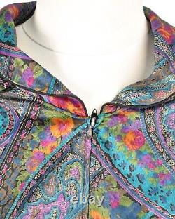 Vintage CHRISTIAN DIOR Loungewear Satin Multicolor Paisley Bathrobe Size M