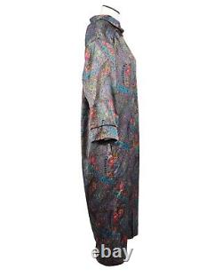 Vintage CHRISTIAN DIOR Loungewear Satin Multicolor Paisley Bathrobe Size M