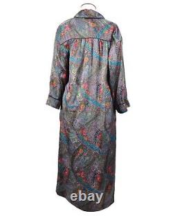 Vintage CHRISTIAN DIOR Loungewear Satin Multicolor Paisley Bathrobe Size M