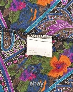 Vintage CHRISTIAN DIOR Loungewear Satin Multicolor Paisley Bathrobe Size M