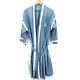 Vintage CHRISTIAN DIOR MONSIEUR Chambray 3/4 Sleeve Belted bath robe Blue OS