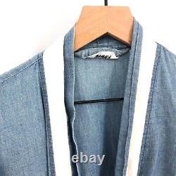 Vintage CHRISTIAN DIOR MONSIEUR Chambray 3/4 Sleeve Belted bath robe Blue OS