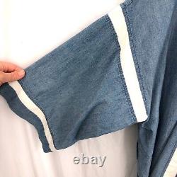 Vintage CHRISTIAN DIOR MONSIEUR Chambray 3/4 Sleeve Belted bath robe Blue OS