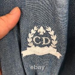 Vintage CHRISTIAN DIOR MONSIEUR Chambray 3/4 Sleeve Belted bath robe Blue OS