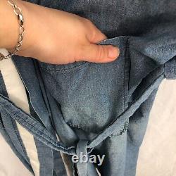 Vintage CHRISTIAN DIOR MONSIEUR Chambray 3/4 Sleeve Belted bath robe Blue OS