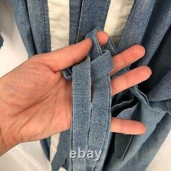 Vintage CHRISTIAN DIOR MONSIEUR Chambray 3/4 Sleeve Belted bath robe Blue OS
