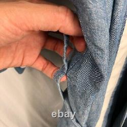 Vintage CHRISTIAN DIOR MONSIEUR Chambray 3/4 Sleeve Belted bath robe Blue OS