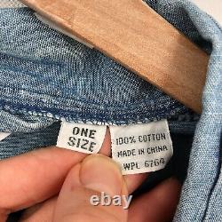 Vintage CHRISTIAN DIOR MONSIEUR Chambray 3/4 Sleeve Belted bath robe Blue OS