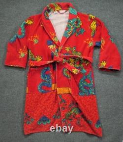 Vintage Cabernet Bath Robe Adult Large Red Dragon Peacock Mens