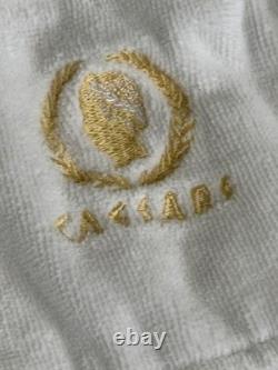 Vintage Caesars Palace Hotel Belted Cotton Bath Spa Robe Gold OS Unisex White