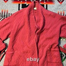 Vintage Christian Dior Bath Robe Adult Size Small Red Quilted Pattern EUC B1