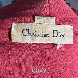 Vintage Christian Dior Bath Robe Adult Size Small Red Quilted Pattern EUC B1