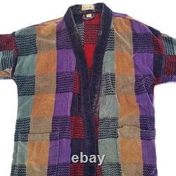 Vintage Christian Dior Le Connaisseur Long Bathrobe Purple Blue Teal Red Plaid
